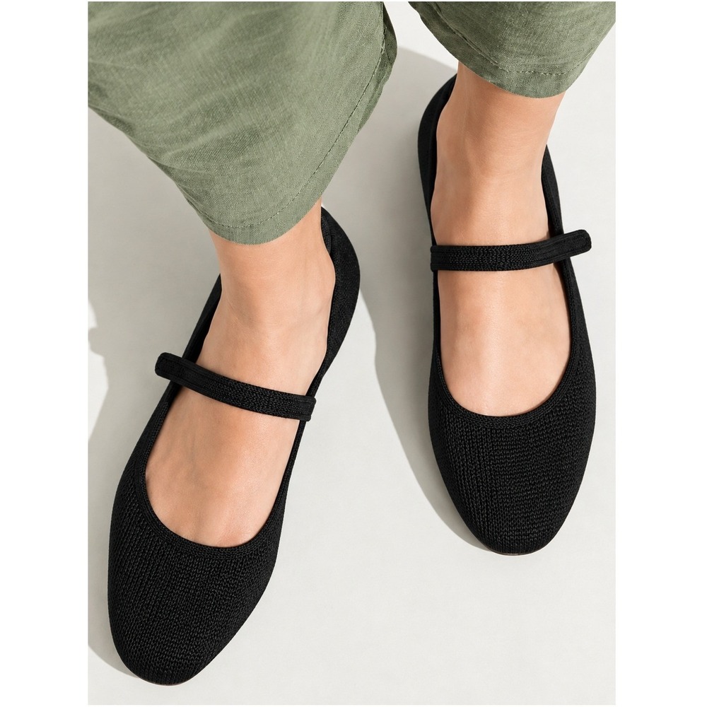 Rothy's Black The Square Mary Jane Flats Minimalist Balletcore Preppy Size 12.5